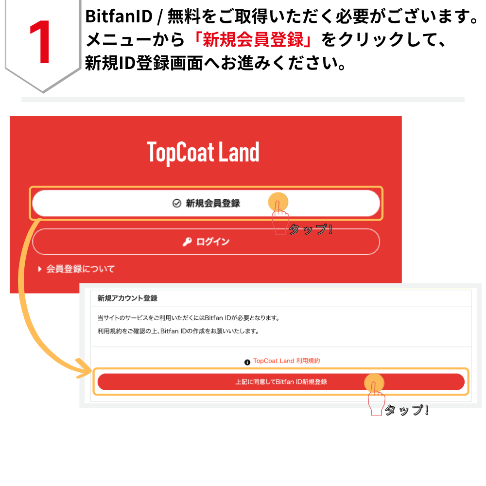 TopCoat Landのbitfan登録手順の説明